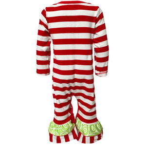 Baby/Toddler Girls Boutique Christmas Reindeer Red Striped Romper