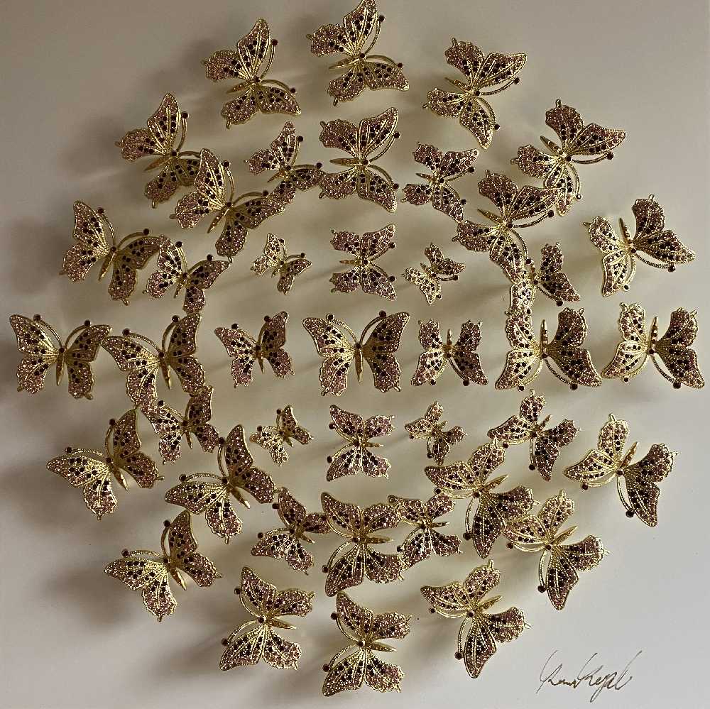 Circle of Butterflies Wall Art White