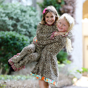 Girls Leopard Ruffle Hoodie 2 Pc Fashion Track Suit