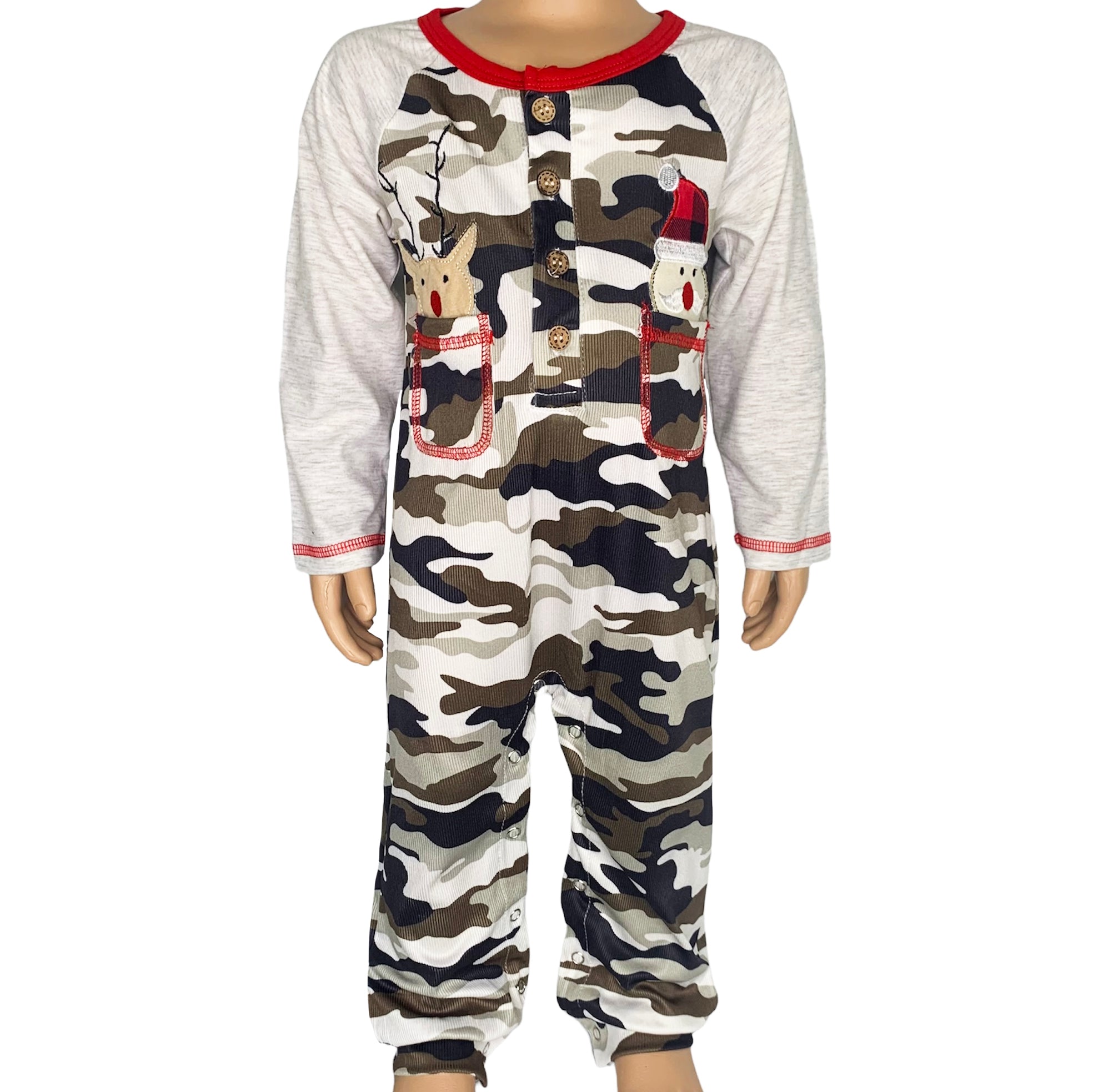 Baby Boys Holiday Reindeer Santa Christmas Camouflage Romper- AL Limited