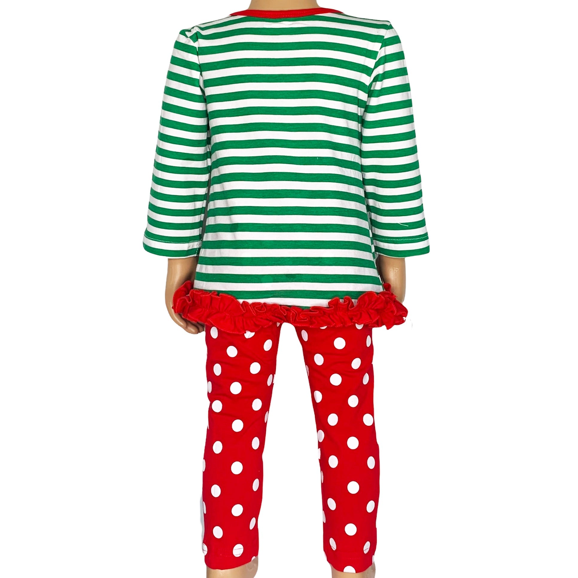 Girls Christmas Holiday Santa Tunic Polka dot Pants Outfit AL Limited Set