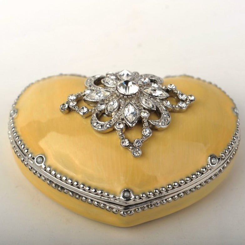 Yellow Heart Shaped Trinket Box-0