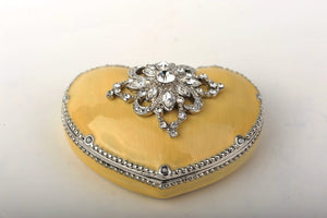 Yellow Heart Shaped Trinket Box-2