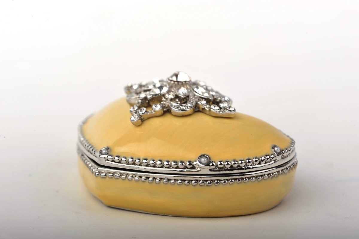 Yellow Heart Shaped Trinket Box-5