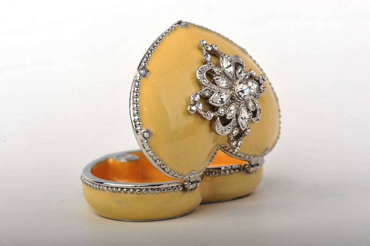 Yellow Heart Shaped Trinket Box-8