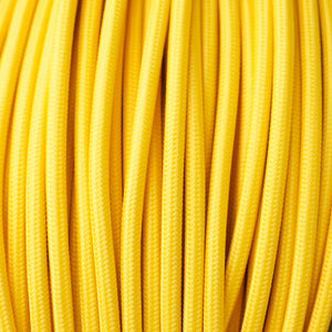 18 Gauge 3 Conductor Round Cloth Covered Wire Braided Light Cord Yellow~1201-3