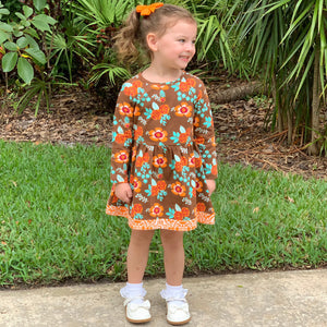 Baby Big Girls Boutique Fall Thanksgiving Floral Cotton Winter Dress