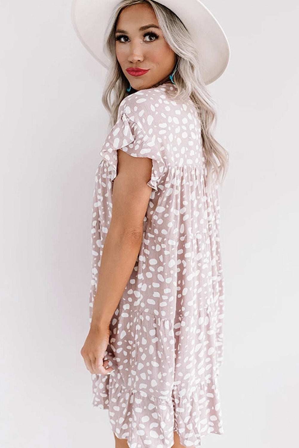 Leopard Ruffled Sleeve Shift Dress