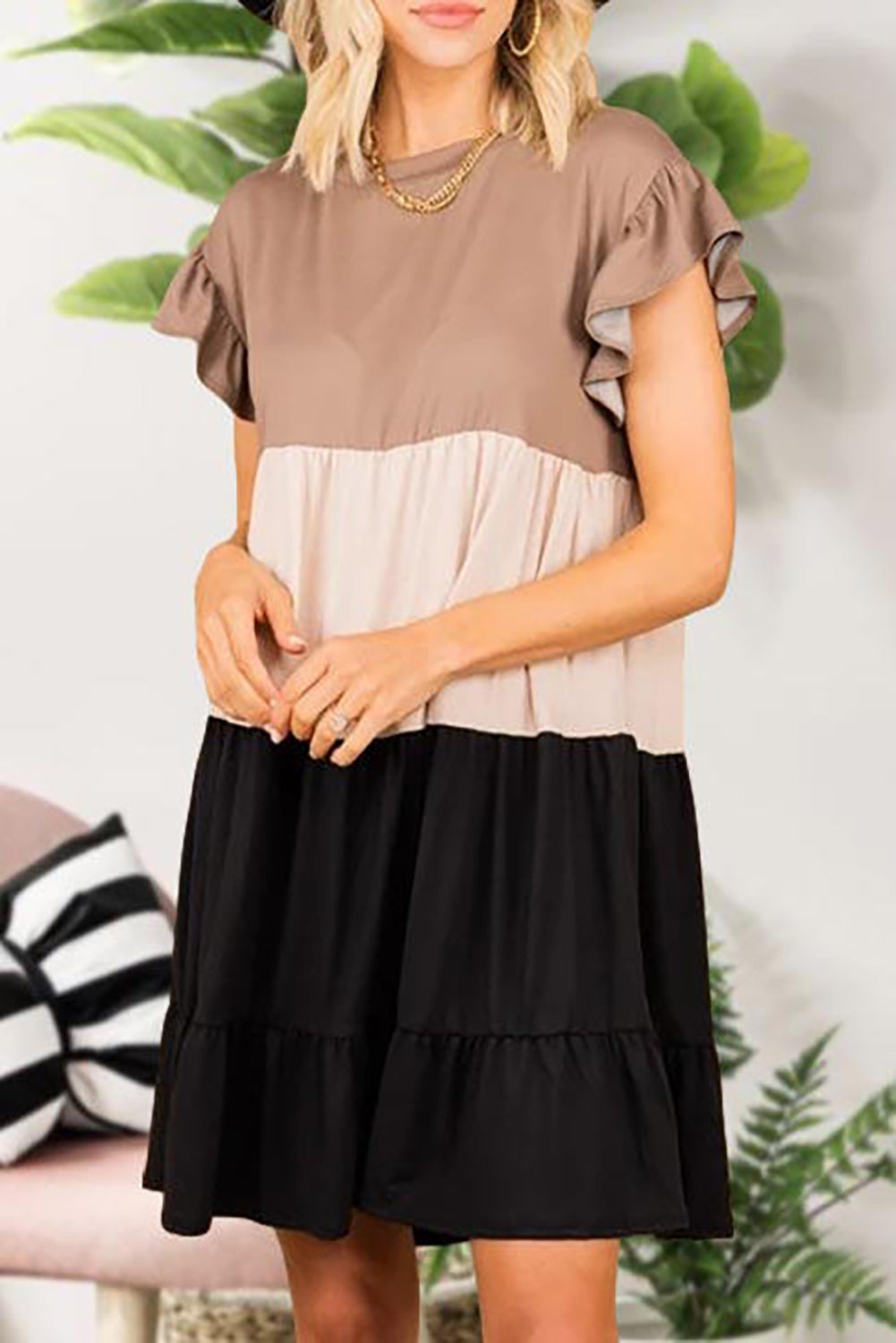 Ruffled Colorblock Dress