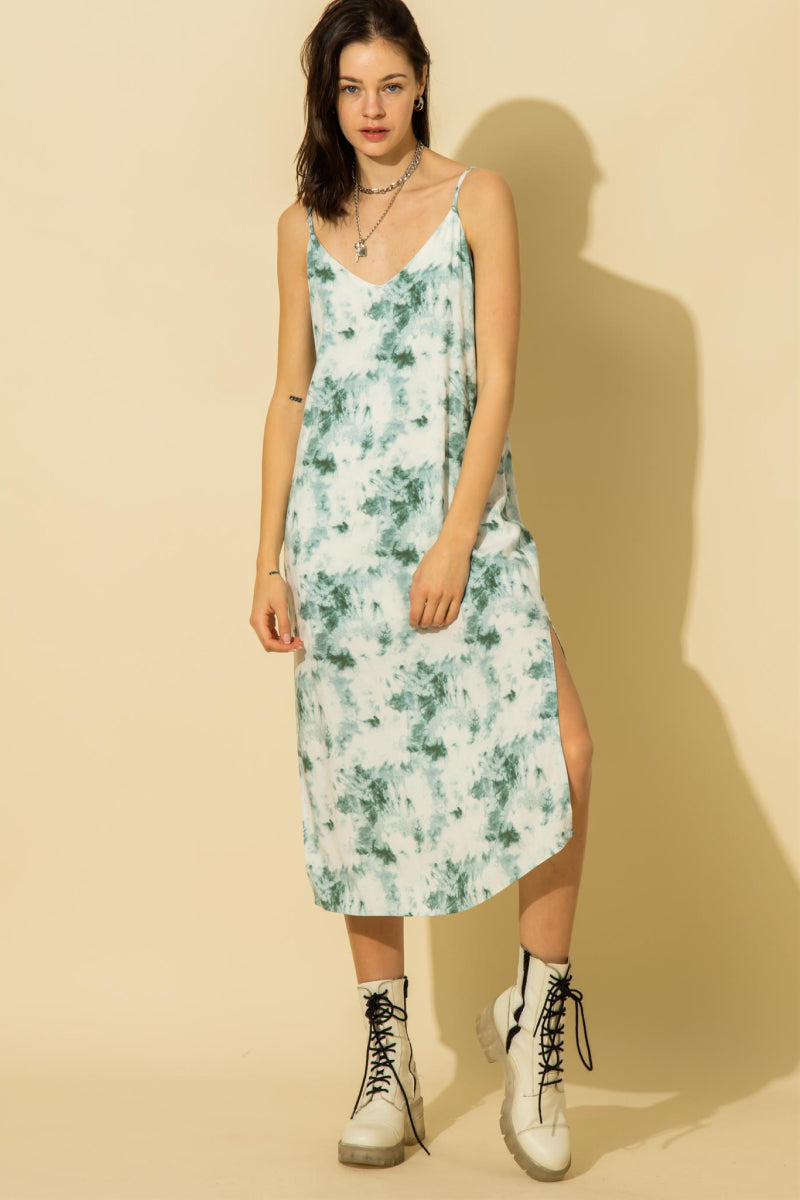 V-Neck Tie Dye Midi Dress