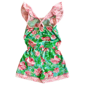 Little Big Girls Jumpsuit Shabby Chic Floral Spring Summer Romper Sizes 2/3T - 11/12