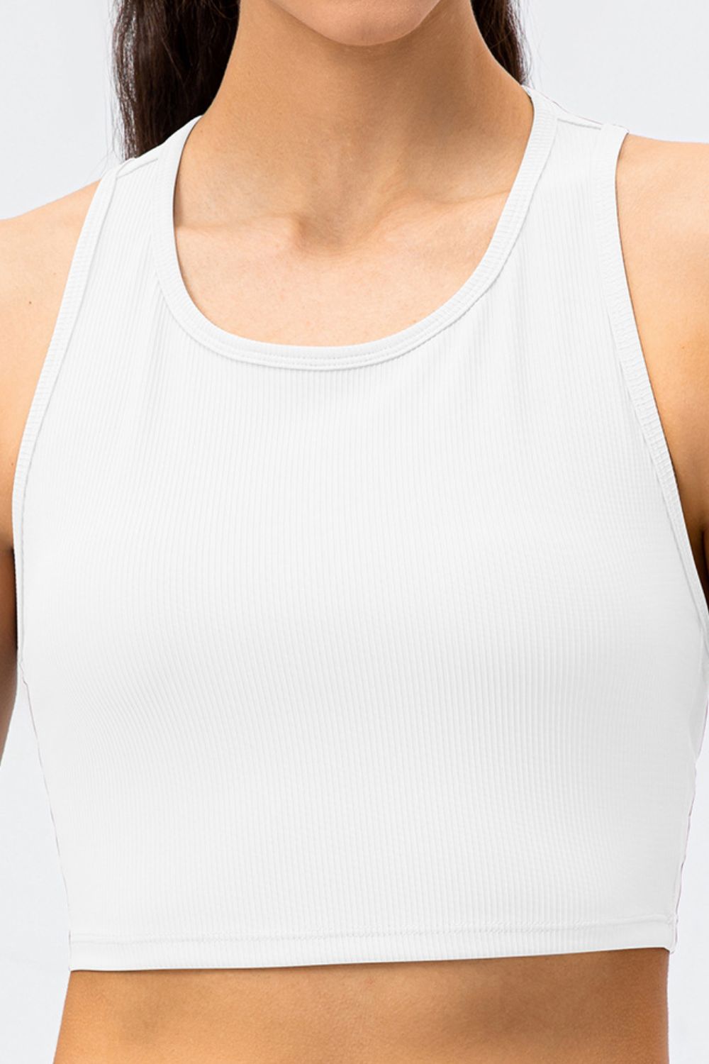 Ribbed Cropped Yoga Racerback Tank Top