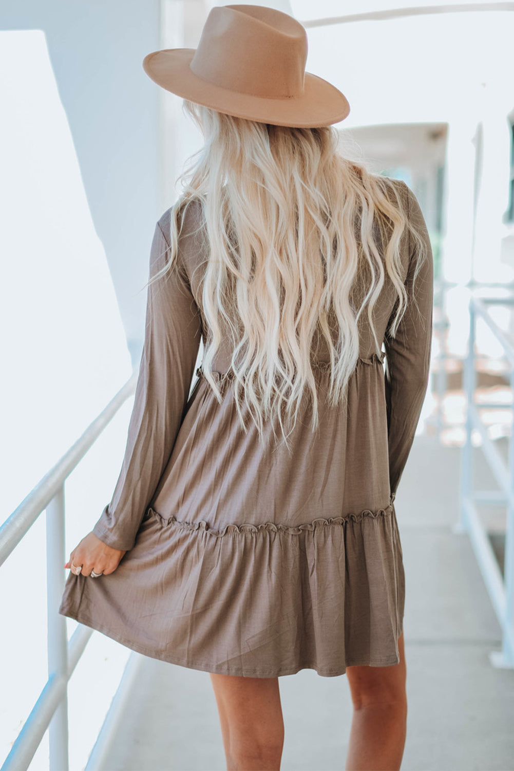 Ruffled Solid Swing Dress