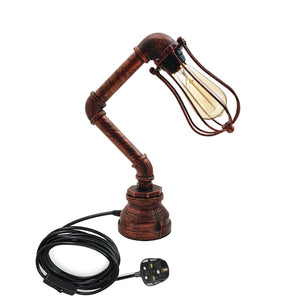 Retro Water Pipe Lighting Wall Plug-In Table Lamp Steampunk Metal Indoor Stand~1591-11