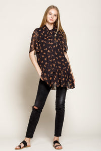 Dot & Floral Tunic Blouse