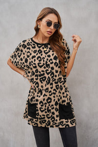 Leopard Pocketed T-Shirt Dress