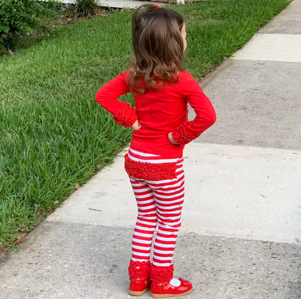 Baby Toddler Big Girls Boutique Red Ruffle Butt Leggings