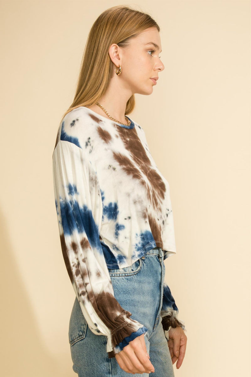 Tie Dye Crew Neck Long Sleeve Top