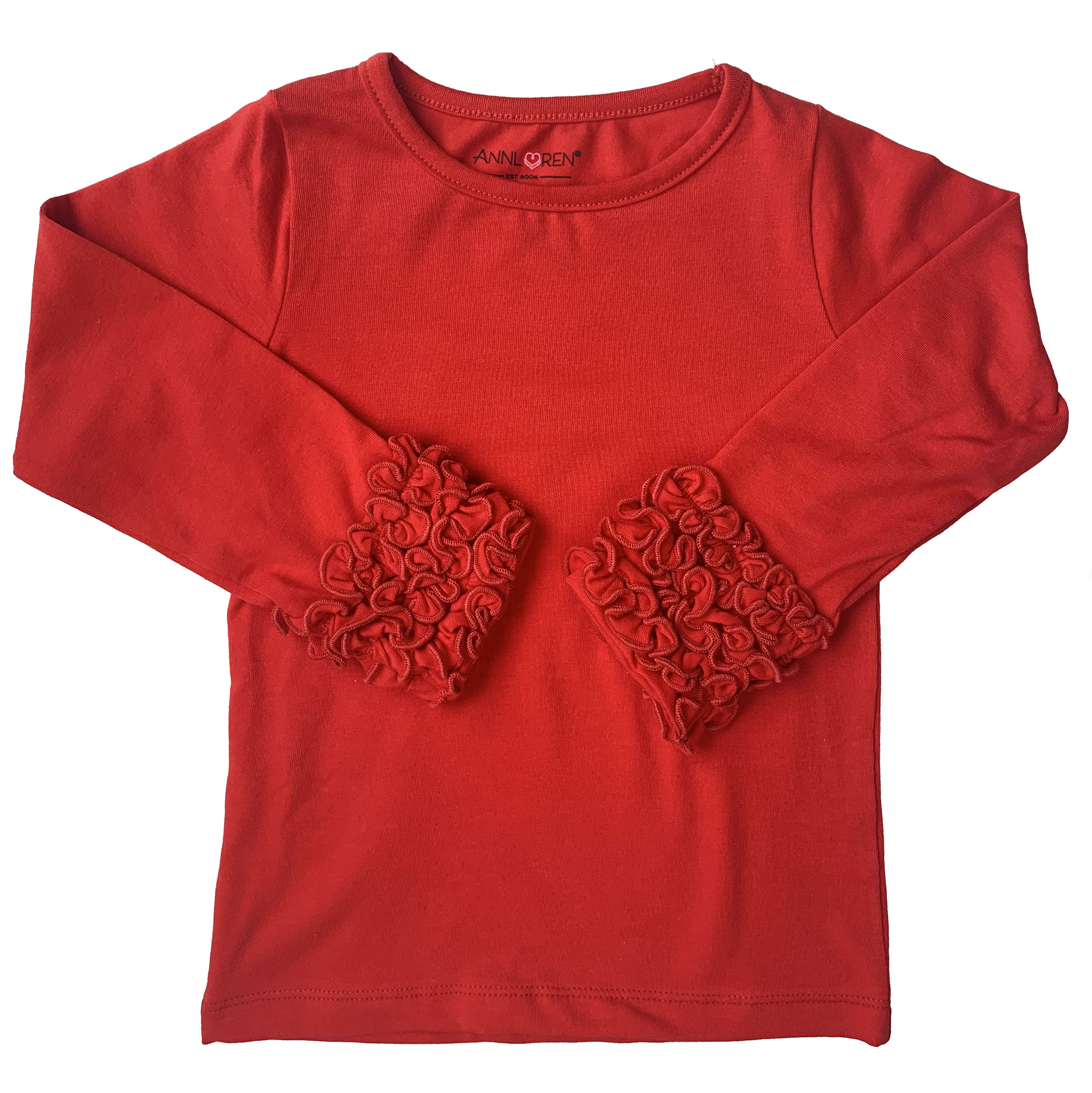 Baby Big Girls Boutique Long Sleeve Red Ruffle Layering T-shirt