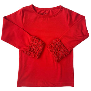 Baby Big Girls Boutique Long Sleeve Red Ruffle Layering T-shirt