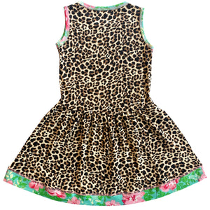 Little & Big Girls Spring Leopard Rose Floral Sleeveless Dress Boutique Childrens Clothing Sizes 2/3T - 11/12