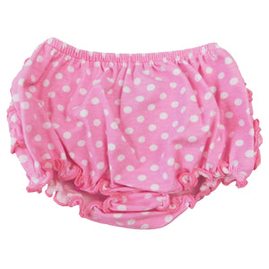 Baby & Toddler Girls Pink Polka Dot Knit Ruffled Butt Bloomer Diaper Cover