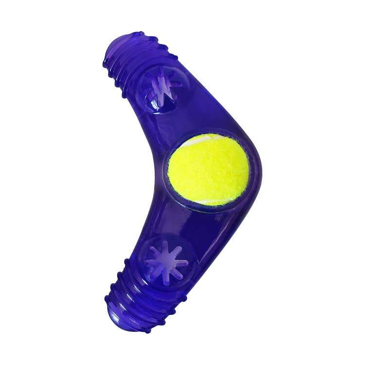 Boomerang with Treat Fill and Squeaker with Tennis Ball - 99fab 
