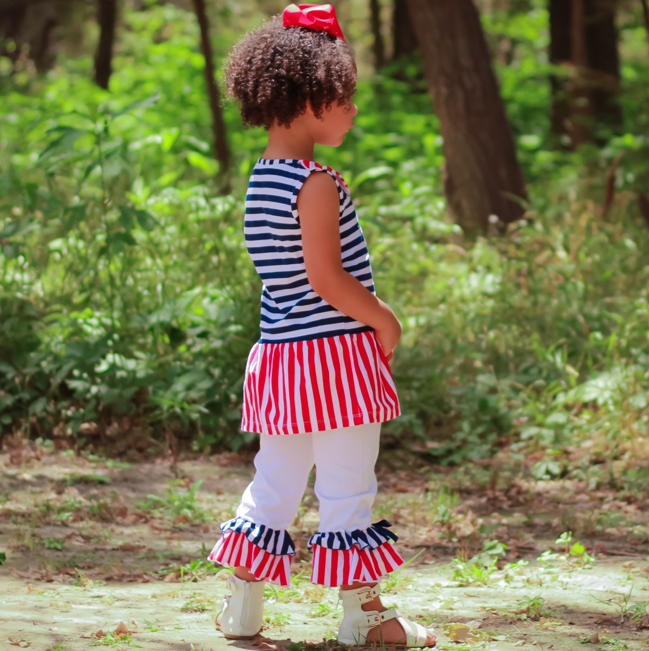 Girls Boutique Patriotic Sailor Outfit Tunic and Capri Leggings