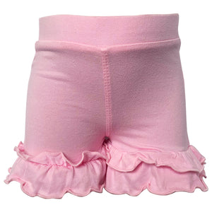 Girls Boutique Light Pink Cotton Knit Stretch Ruffle Shorts