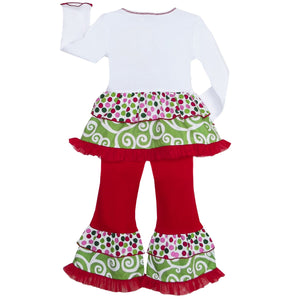 Girls Boutique Polka Dot & Swirl Christmas Tree Clothing Set