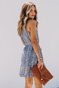 Leopard Mock Neck Ruffle Dress