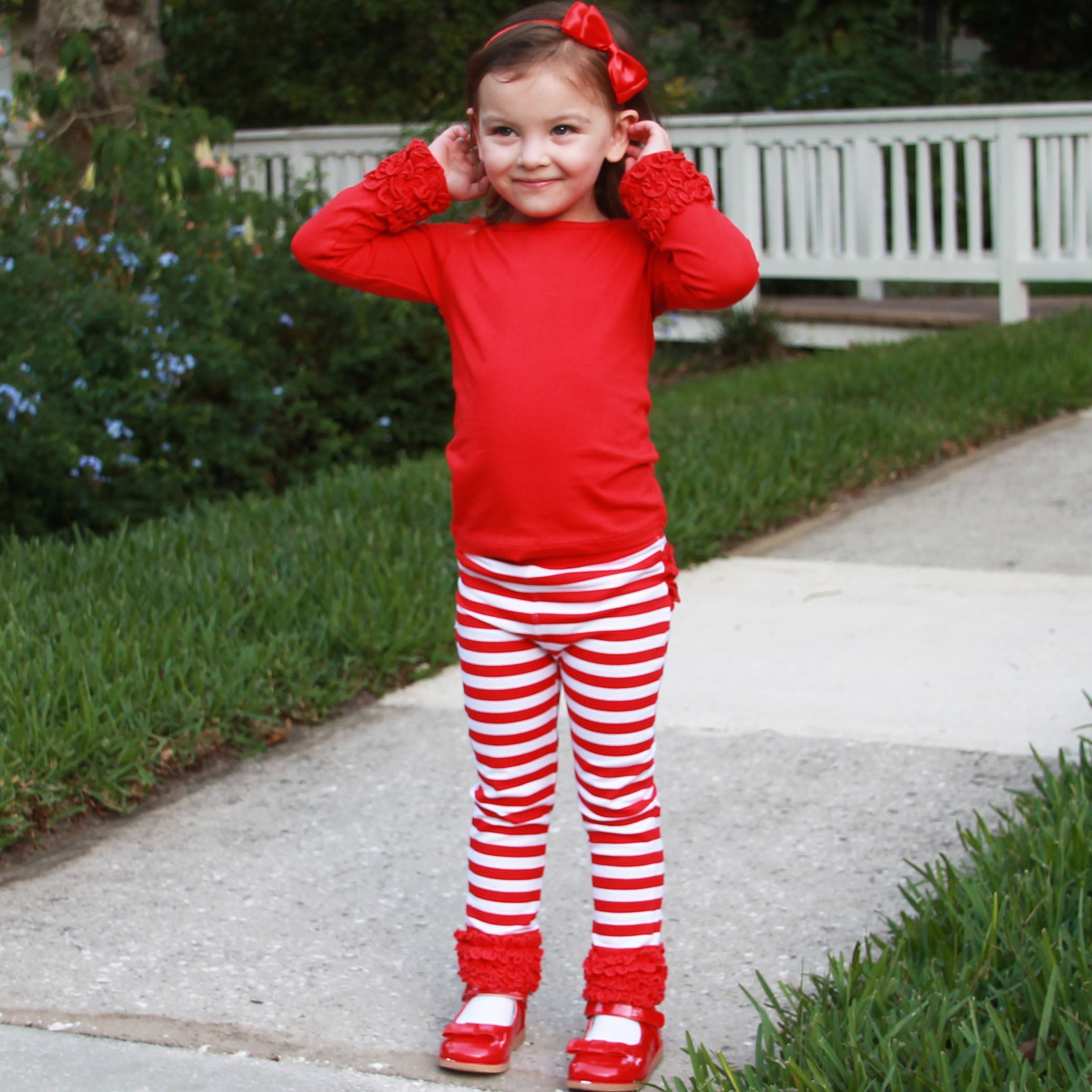 Baby Big Girls Boutique Long Sleeve Red Ruffle Layering T-shirt