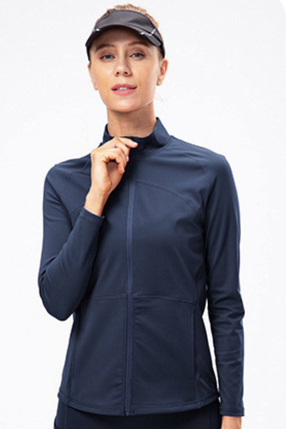 Zip Up Mock Neck Athletic Top - 99fab 