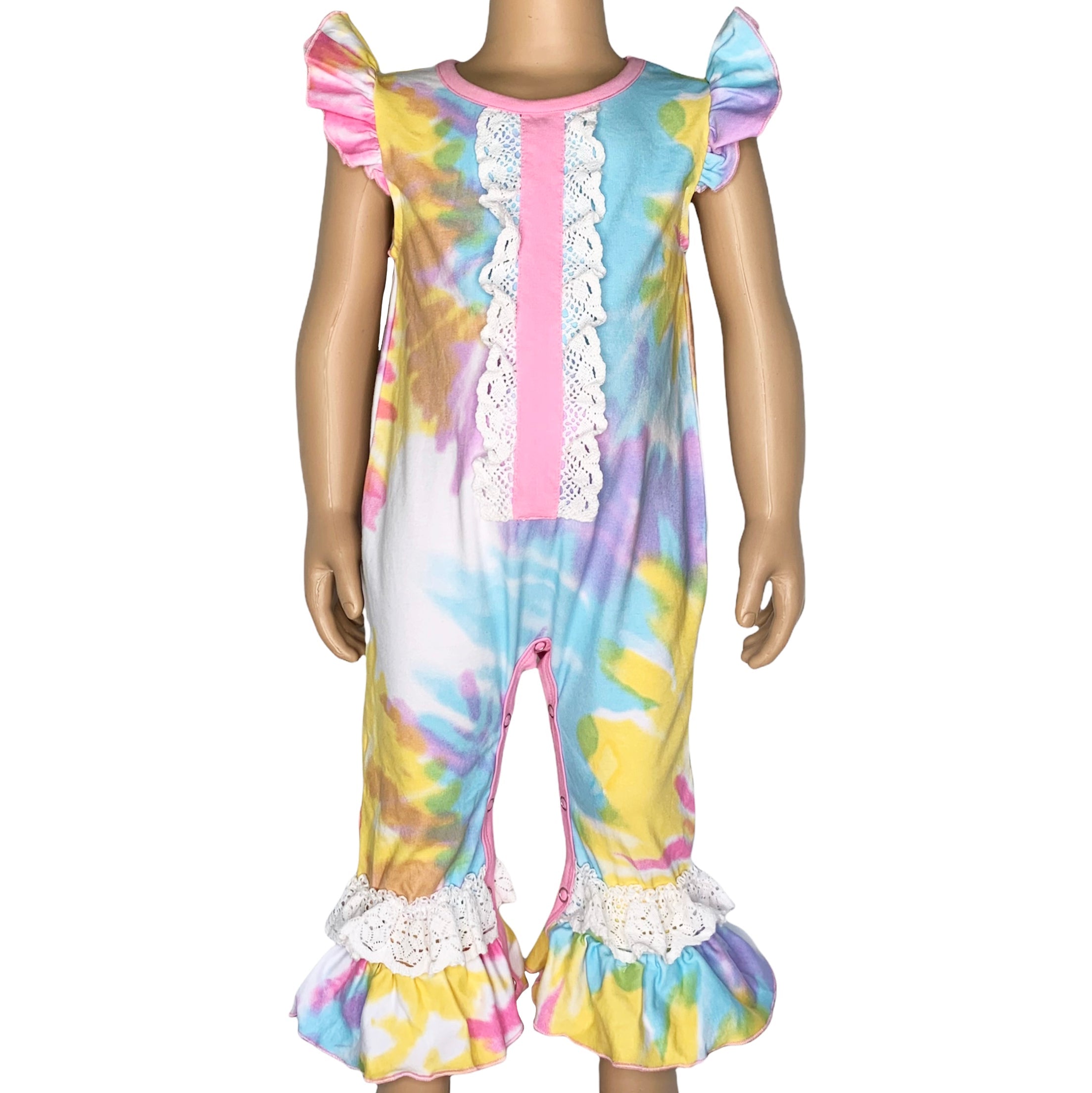 Boutique Pastel Tie Dye Baby Girls Romper Onesie Toddler Jumpsuit