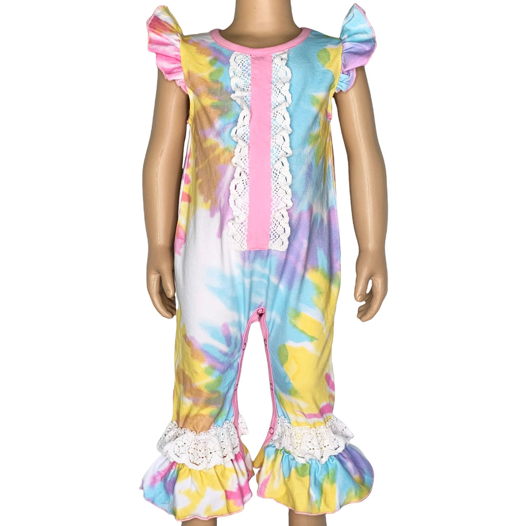 Boutique Pastel Tie Dye Baby Girls Romper Onesie Toddler Jumpsuit - 99fab 