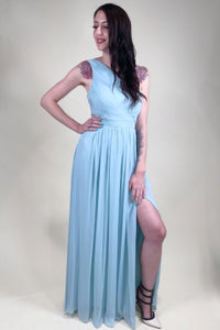 Slanting Shoulder Long Dress