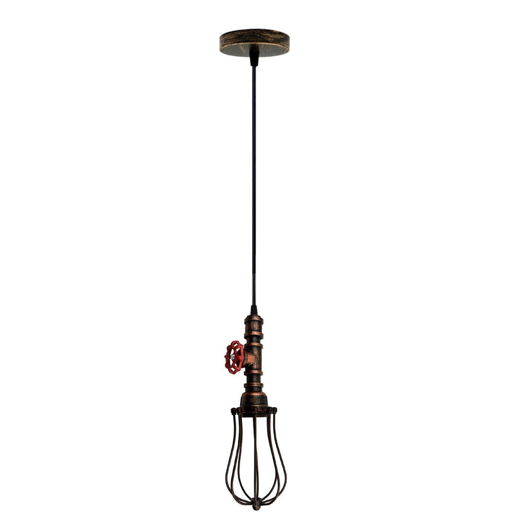 Rustic Red Pendant Light Steampunk Pipe Light Balloon Cage Lamp Hanging Indoor Light Fitting~1378 - 99fab 