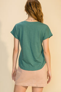 U Neck Dolman Short Sleeve