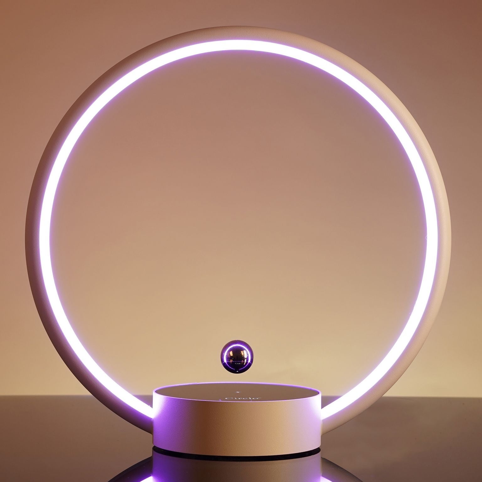 Modern Circle Table Lamp in Aluminum alloy with Dimmable Touch Control for Reading, Bedroom & Office, Black, Wood & White