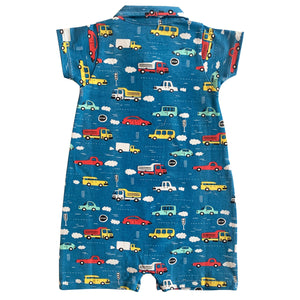 Automobile Cars Trucks Spring Collar Baby Boys Romper Toddler Jumpsuit