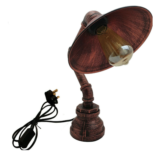 Industrial Table Lamp plug-in with switch Water Pipe Steampunk Desk Light Metal Shade lamp - 1602-1