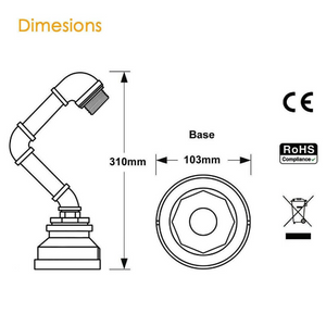 Industrial Table Lamp plug-in with switch Water Pipe Steampunk Desk Light Metal Shade lamp - 1602-4