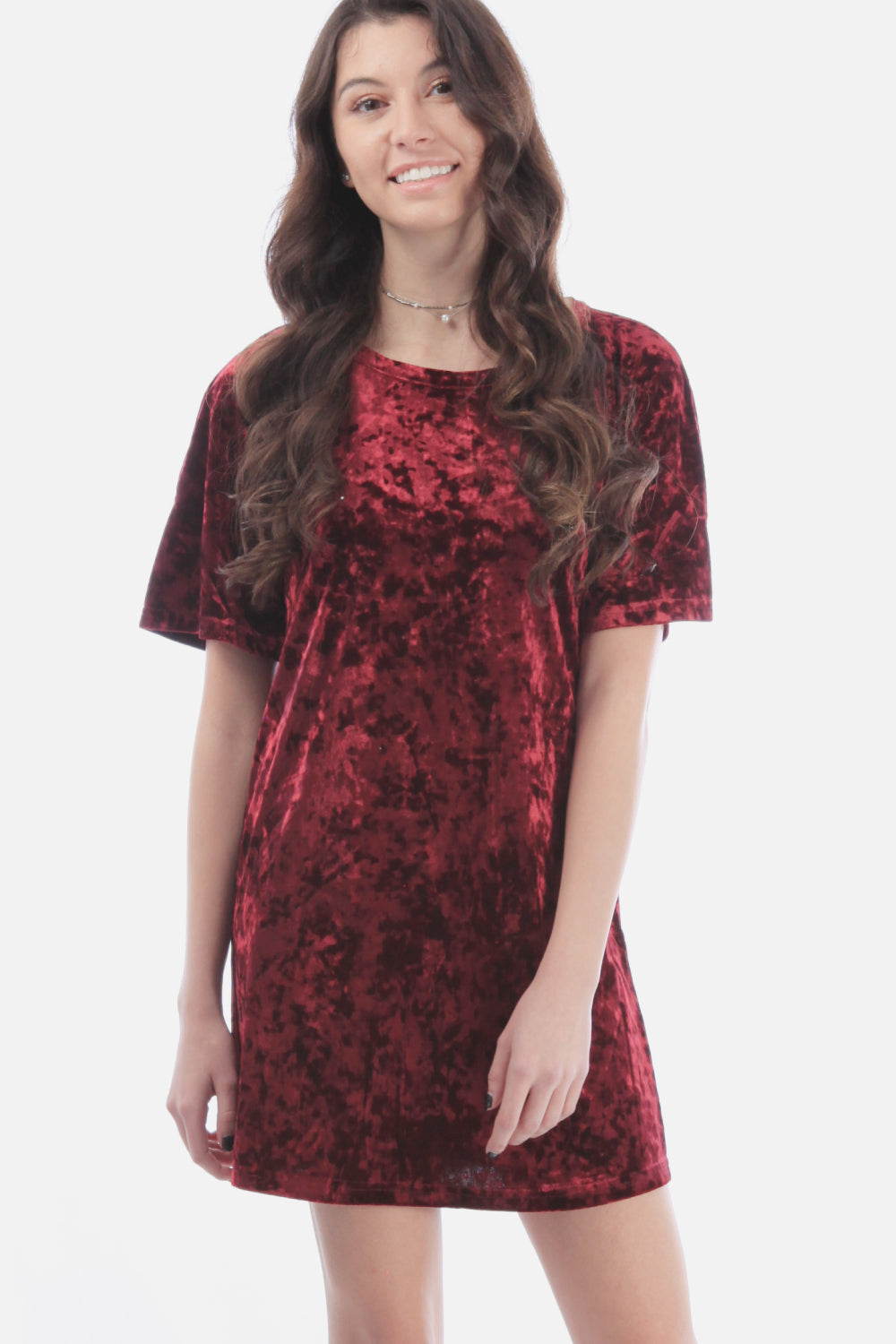 Solid Crushed Velvet Dress