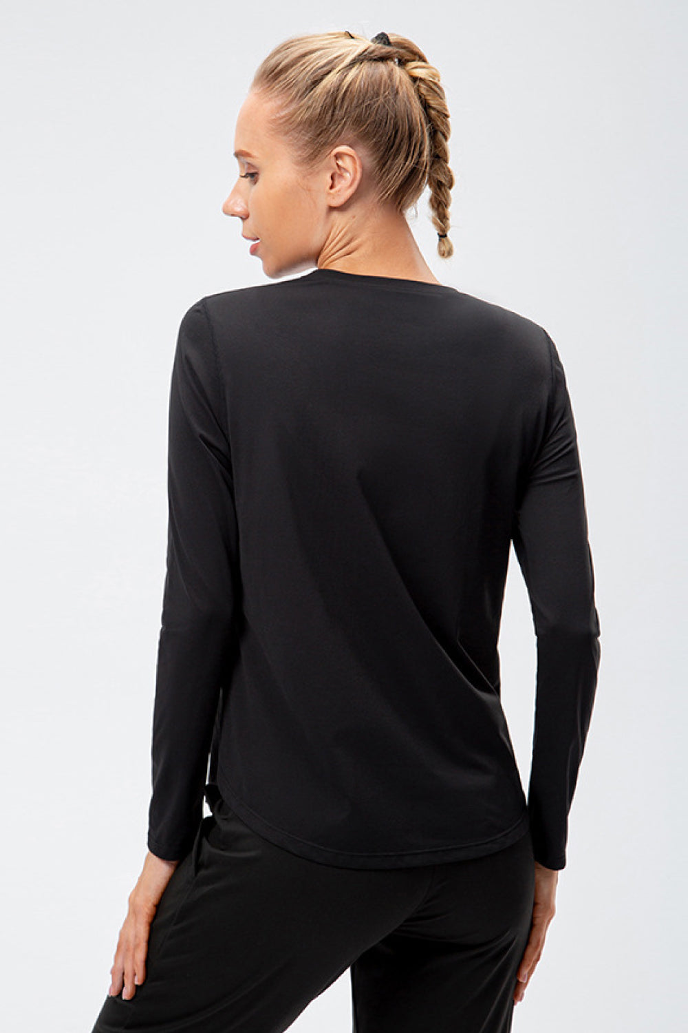 Curved Hem Long Sleeve Athletic Top