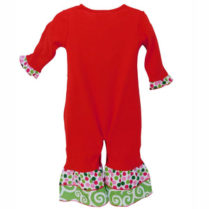 Baby Girls Red & White Christmas Tree Romper Outfit