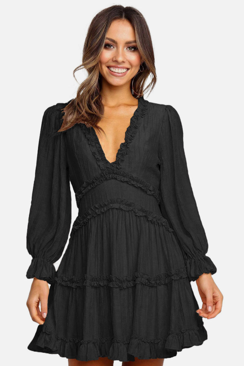 Ruffle Detailing Open Back Dress - 99fab 