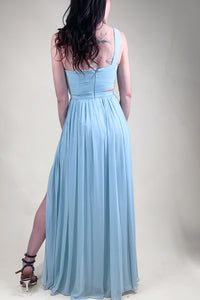 Slanting Shoulder Long Dress