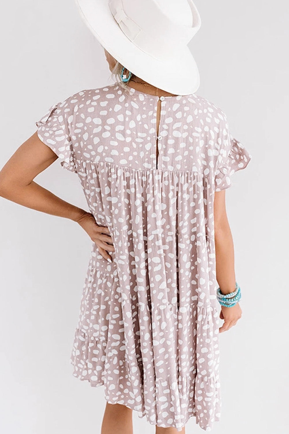 Leopard Ruffled Sleeve Shift Dress