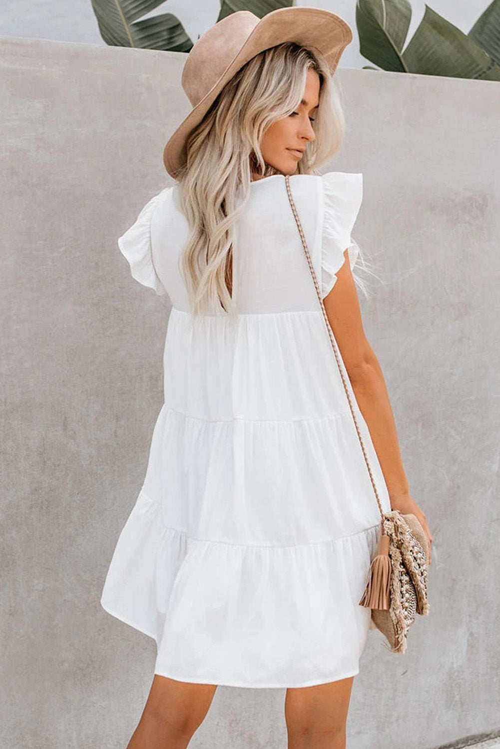 Pocket Tiered Ruffled Dress