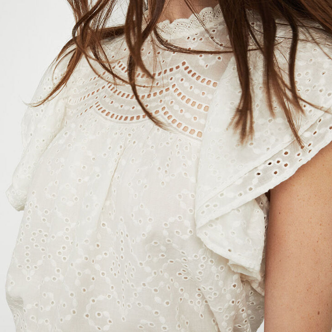 Cotton Eyelet Ruffle Top